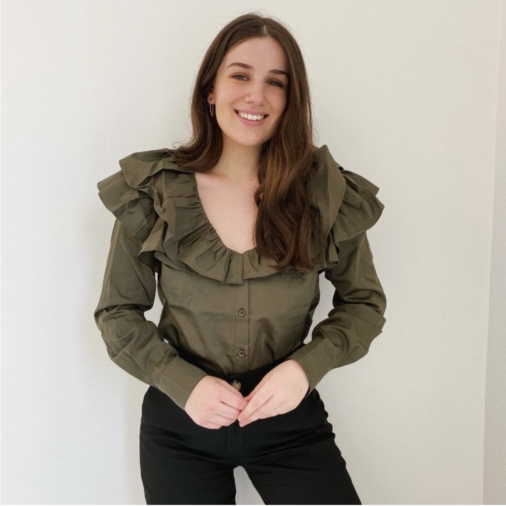 Something Navy Bailey Ruffle Top Blouse - Picture 2 of 4